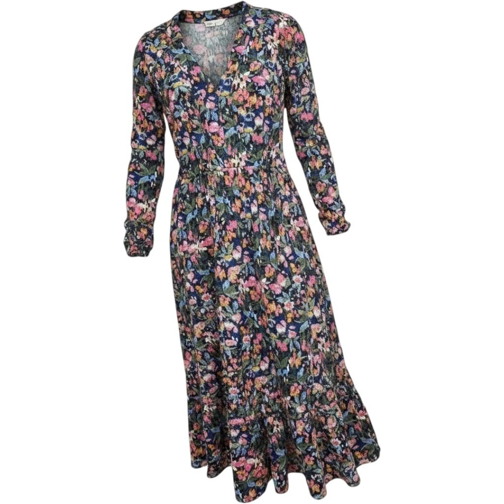 Lane Bryant Floral Print V Neck Smocked Waist Midi Dress Womens Plus 26 NWOT